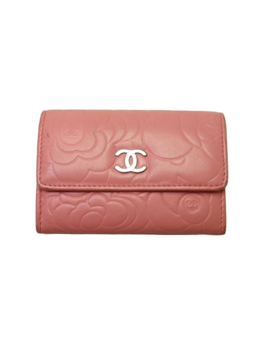 Chanel Camellia Lambskin Trifold Wallet